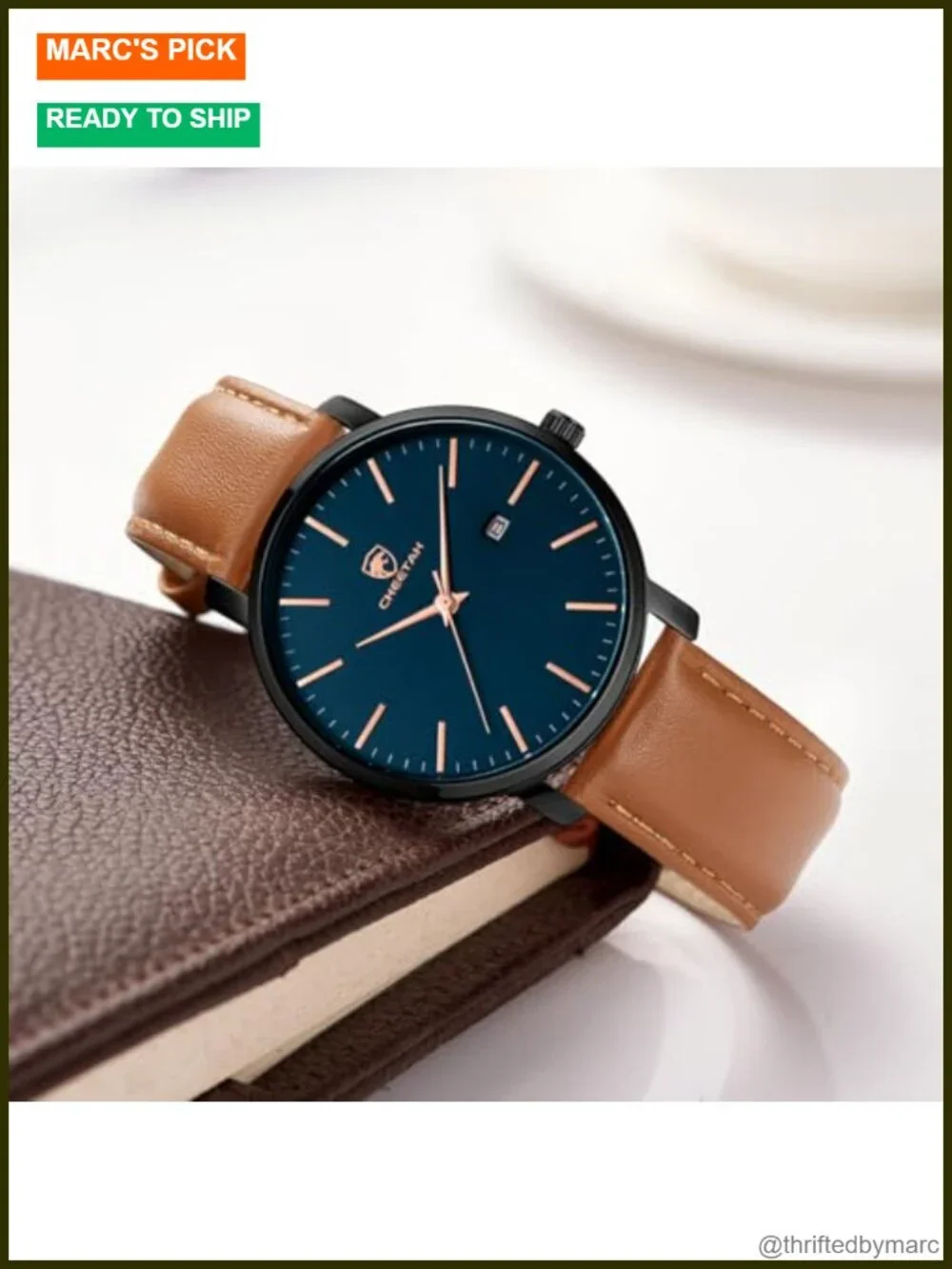 Minimalist Waterproof Quartz Wrist Watch with Leather Strap Auto Date